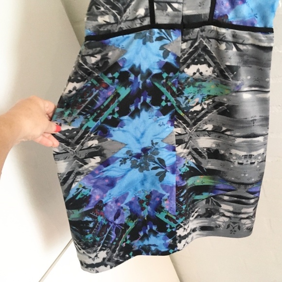 Anthropologie x Parker Tobias blue black Abstract print faux wrap mini dress S - Picture 15 of 16